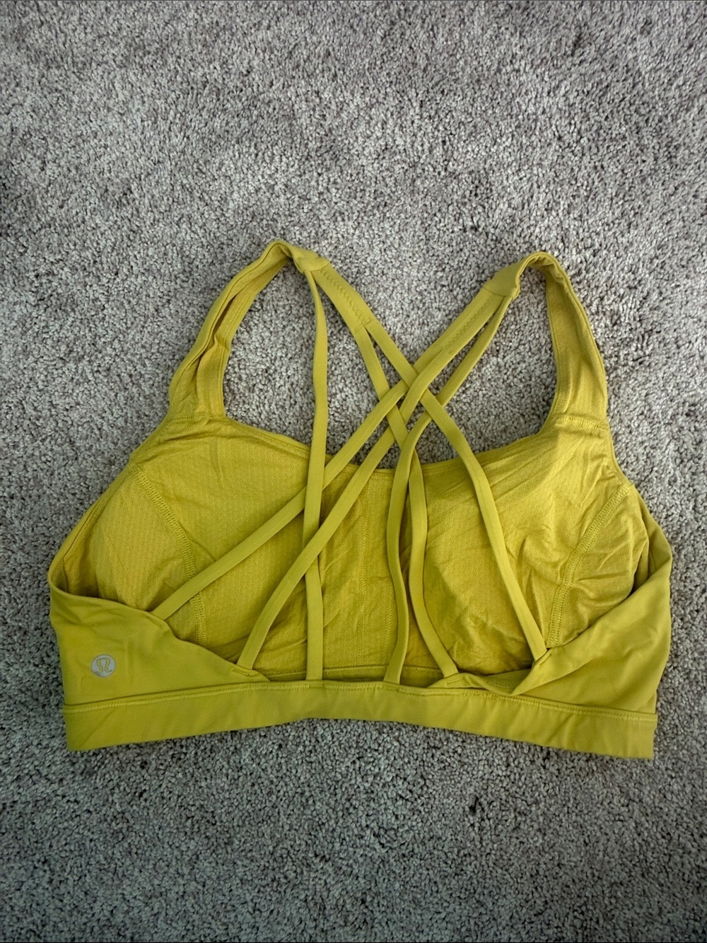 Lululemon Peloton Women’s Strappy Sports Bra in Mustard - Picture 3 of 4